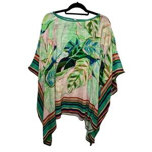 Bl-nk Tropical Watercolor Poncho Top – One Size